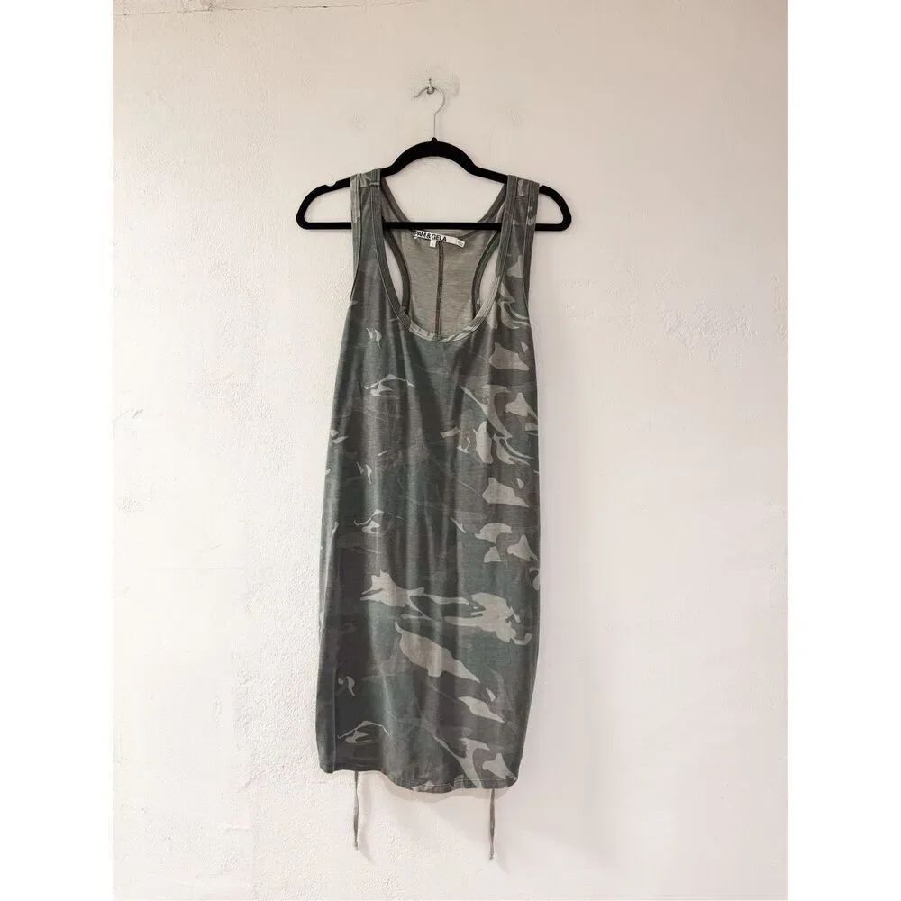 Pam & Gela Racerback Cotton Mini Dress in Camo Large